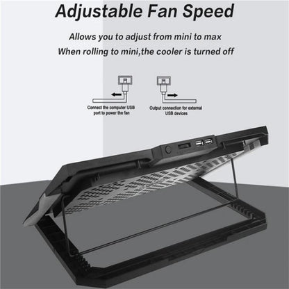 S601 RGB Light Notebook Cooler Adjustable Height Gaming Laptop Cooling Pad, S601