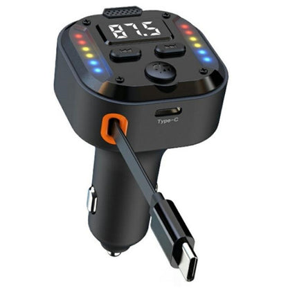 C69 PD 30W Fast Charger FM Transmitter Bluetooth Car Charger with Type-C Extendable Cable, C69