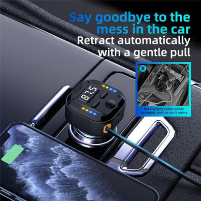 C69 PD 30W Fast Charger FM Transmitter Bluetooth Car Charger with Type-C Extendable Cable, C69