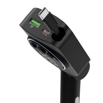 C76 Retractable Cable PD 30W Car Charger Cigarette Lighter Adapter Bluetooth FM Transmitter, C76