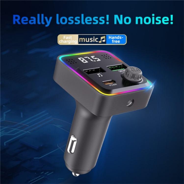 C71 3-in-1 PD 30W Cigarette Lighter Charger Adapter FM Transmitter Bluetooth Car Charger, C71