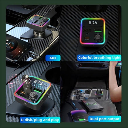 C71 3-in-1 PD 30W Cigarette Lighter Charger Adapter FM Transmitter Bluetooth Car Charger, C71