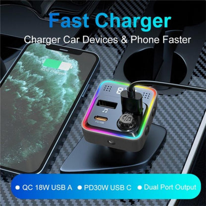 C71 3-in-1 PD 30W Cigarette Lighter Charger Adapter FM Transmitter Bluetooth Car Charger, C71