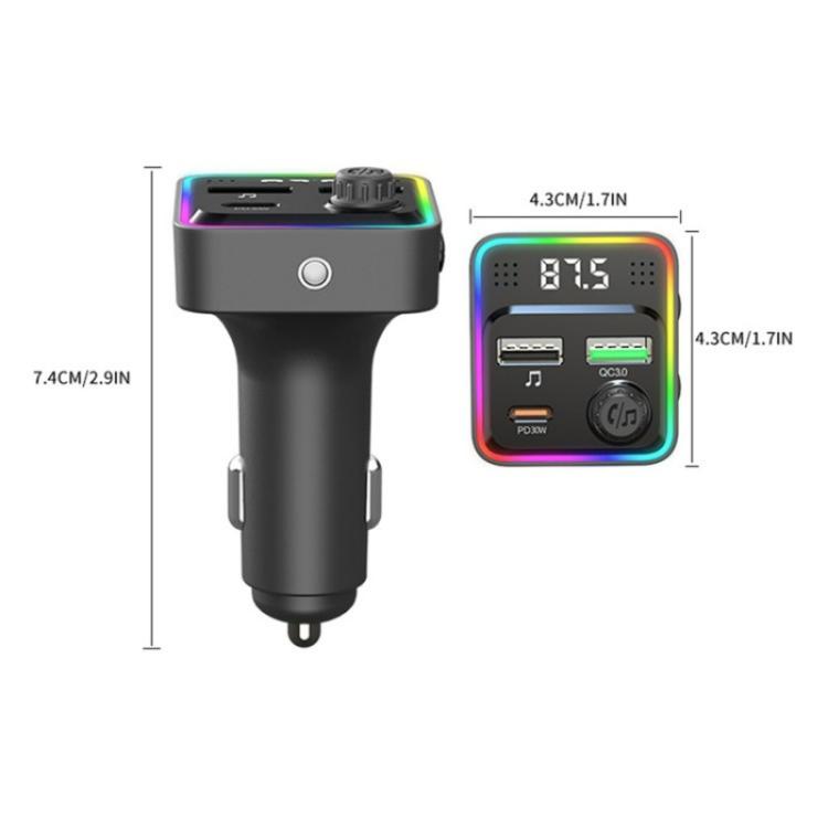 C71 3-in-1 PD 30W Cigarette Lighter Charger Adapter FM Transmitter Bluetooth Car Charger, C71