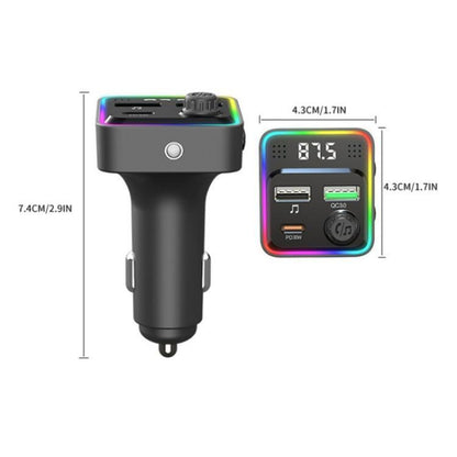 C71 3-in-1 PD 30W Cigarette Lighter Charger Adapter FM Transmitter Bluetooth Car Charger, C71