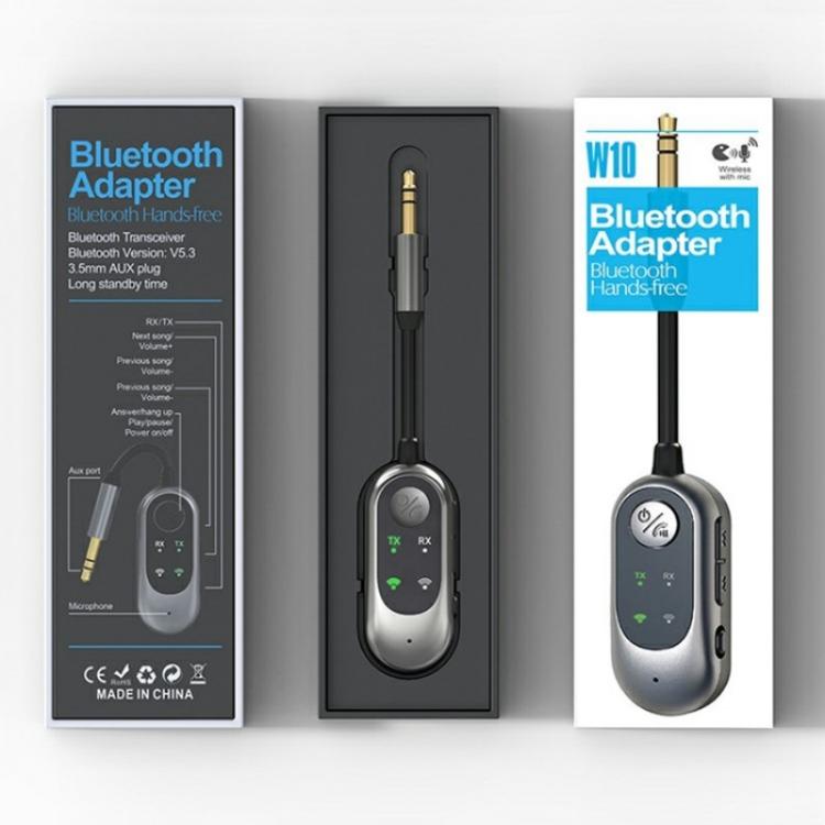 W10 Car Stereo Wireless Connection Audio Adapter 2 in 1 Car Bluetooth 5.3 Receiver Transmitter, W10
