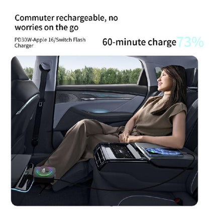 K38 Retractable Cable USB + Type-C Car Charger PD 30W Fast Charging Cigarette Lighter Adapter, K38