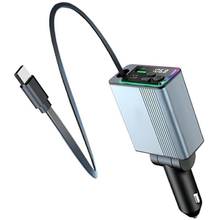 C77 Car Charger FM Transmitter Fast Charging Adapter with PD 30W Extendable Type-C Cable, C77