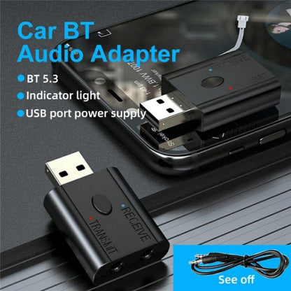 W12 AUX Adapter USB Dongle 2 In 1 Bluetooth 5.3 Car Audio Transmitter Receiver, W12