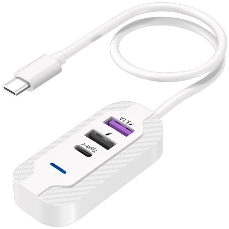 Y4 Car Rear Seat Multi Port Power Expander Type C + Dual USB Fast Charger with Extension Cable, Y4