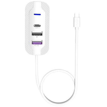 Y4 Car Rear Seat Multi Port Power Expander Type C + Dual USB Fast Charger with Extension Cable, Y4