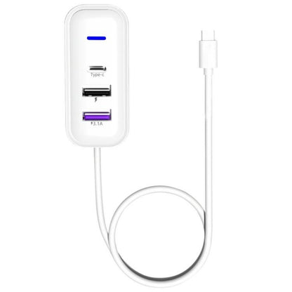 Y3 Car Rear Seat Charger Type-C and Dual USB Fast Charging Adapter with 1m Extension Cable, Y3