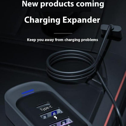 Y3 Car Rear Seat Charger Type-C and Dual USB Fast Charging Adapter with 1m Extension Cable, Y3