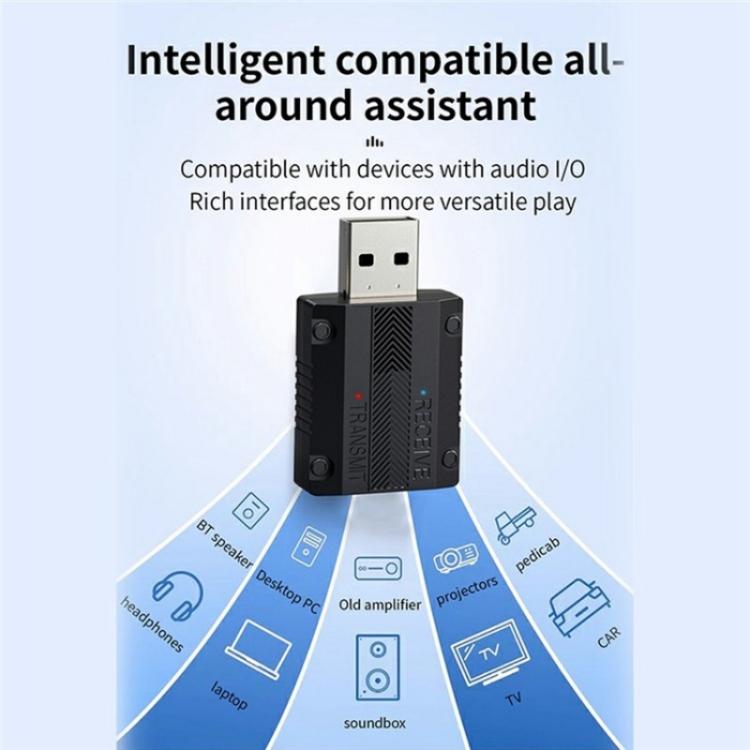 W15 Bluetooth 5.3 AUX Adapter USB Dongle 2 In 1 Car Audio Transmitter Receiver, W15