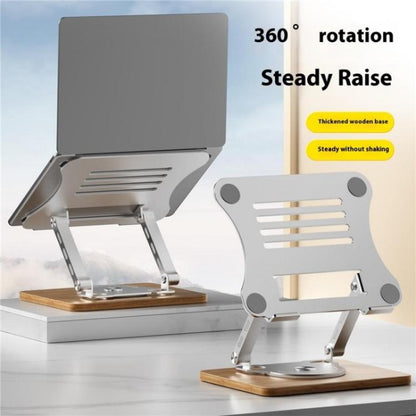J31 Foldable 360-Degree Rotating Laptop Metal Wood Cooling Stand, J31