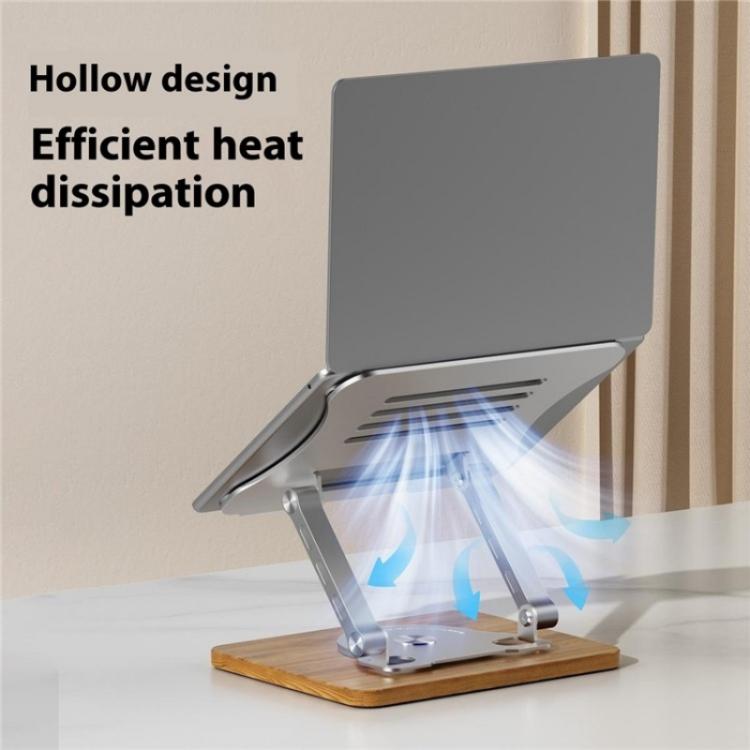 J31 Foldable 360-Degree Rotating Laptop Metal Wood Cooling Stand, J31