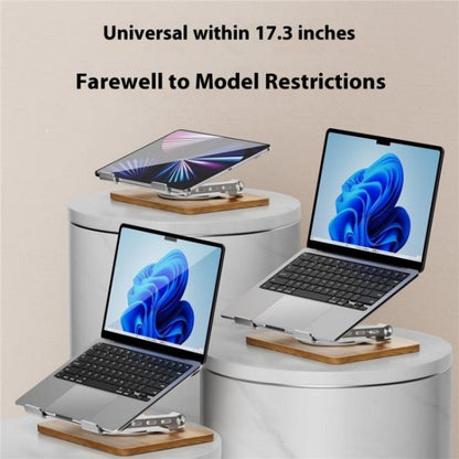 J31 Foldable 360-Degree Rotating Laptop Metal Wood Cooling Stand, J31