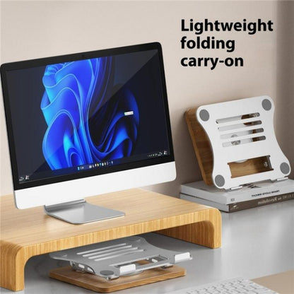 J31 Foldable 360-Degree Rotating Laptop Metal Wood Cooling Stand, J31