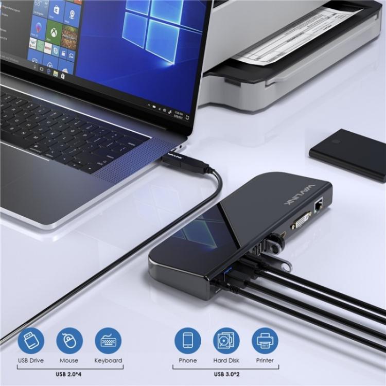 WAVLINK UG49DK1 For Windows Mac Android 13 In 1 USB-C Hub Dual Display Docking Station, US Plug, UK Plug, EU Plug, AU Plug