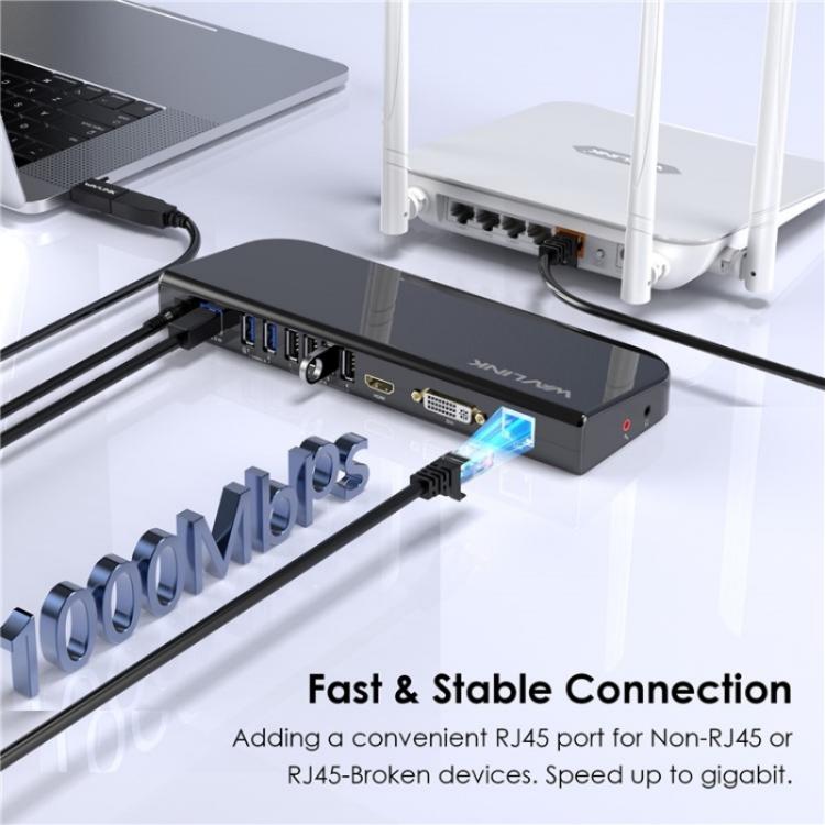 WAVLINK UG49DK1 For Windows Mac Android 13 In 1 USB-C Hub Dual Display Docking Station, US Plug, UK Plug, EU Plug, AU Plug