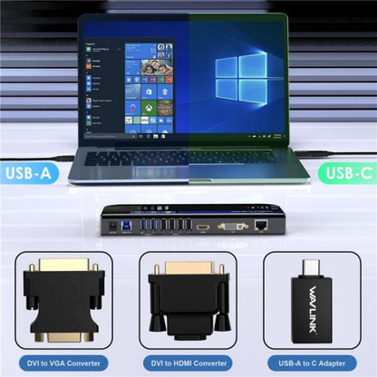 WAVLINK UG49DK1 For Windows Mac Android 13 In 1 USB-C Hub Dual Display Docking Station, US Plug, UK Plug, EU Plug, AU Plug