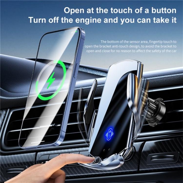 Q15 Car Vehicle Navigation Phone Holder Car Air Vent Mount Magnetic Wireless Charging Stand, Q15 Black, Q15 Silver
