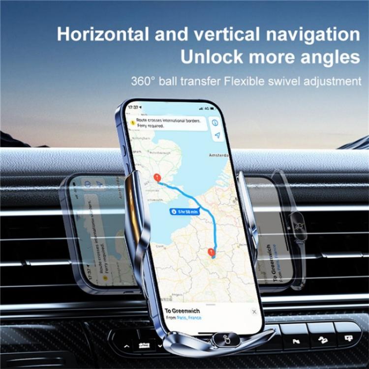 Q15 Car Vehicle Navigation Phone Holder Car Air Vent Mount Magnetic Wireless Charging Stand, Q15 Black, Q15 Silver