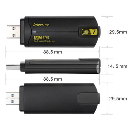 BE6500 Wireless Network Card Driver Free 6500M Tri Band WiFi 7 USB 3.0  Adapter for PC, BE6500