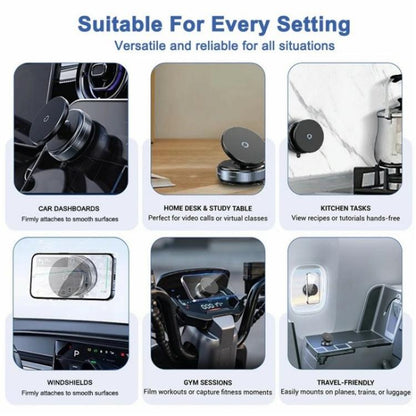 K009 360 Degree Rotation Navigation Holder Mechanical Vacuum Suction Magnetic Car Stand, K009 (Black), K009 (White)