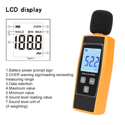RZ1359 Digital Sound Level Meter DB Meters Noise Tester in Decibels LCD Screen, RZ1359