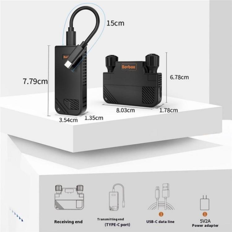 BOVBOX 091-TC For Phone Projector USB C Wireless Transmitter And Receiver Video Extender, US Plug, UK Plug, EU Plug, AU Plug