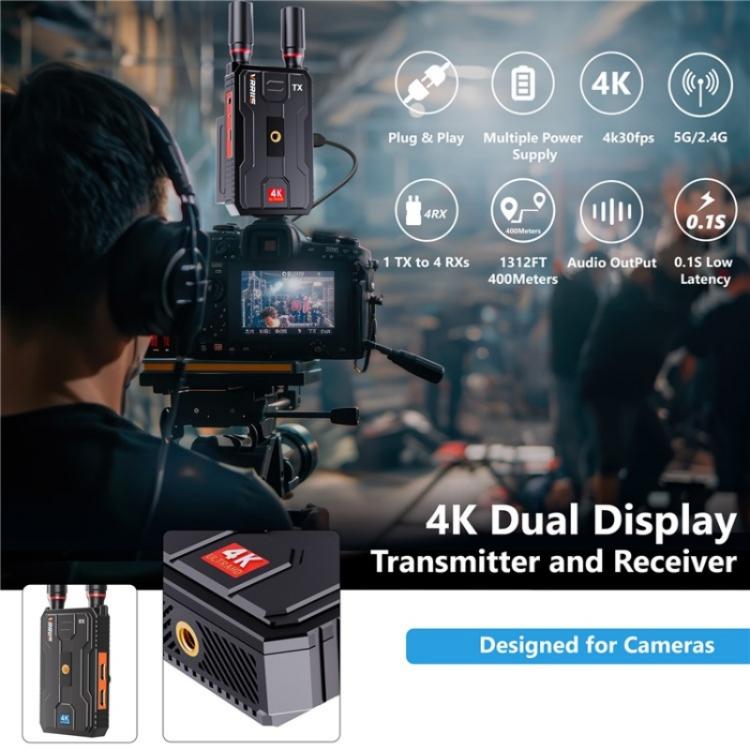 VRRIIS 097PRO Outdoor Live Streaming Audio Video Wireless Transmitter Receiver 4K HD Extender, US Plug, UK Plug, EU Plug, AU Plug