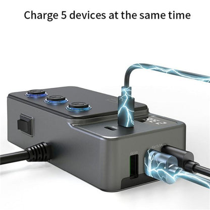 GC06 Voltage Display Cigarette Lighter Adapter Car Charger High Power Fast Charging, GC06