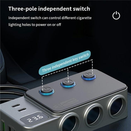 GC06 Voltage Display Cigarette Lighter Adapter Car Charger High Power Fast Charging, GC06
