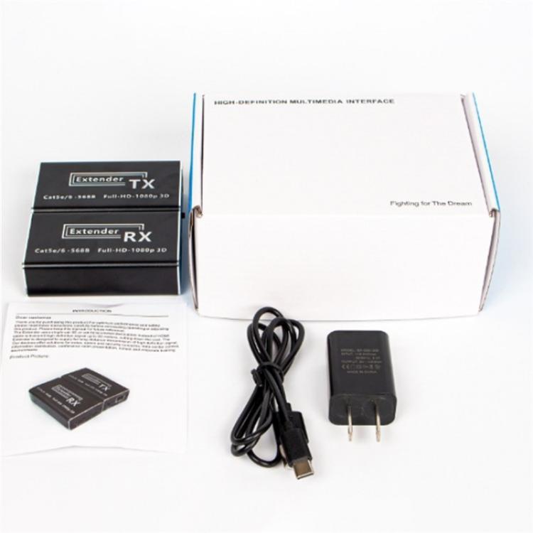 D1-1 / D2-1 Network Cable HD Video Signal Transmitter 50m Extender HDMI to RJ45 Extender, EU Plug