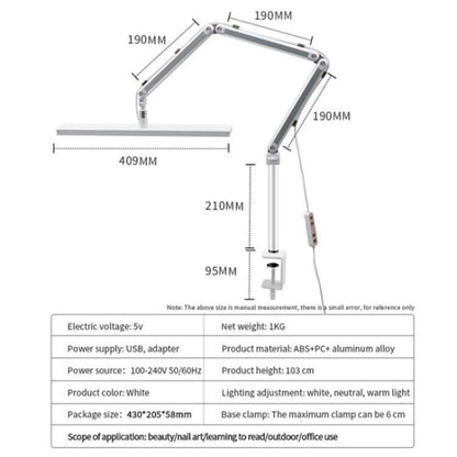 S001 Foldable Eyelash Extension LED Light Clip On Beauty Salon Tattoo Lamp, US Plug, UK Plug, EU Plug, AU Plug