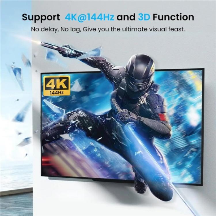 FD 1X2 4K 144HZ Audio Extractor Splitter DisplayPort 1.4 to Dual DisplayPort MST Hub, US Plug