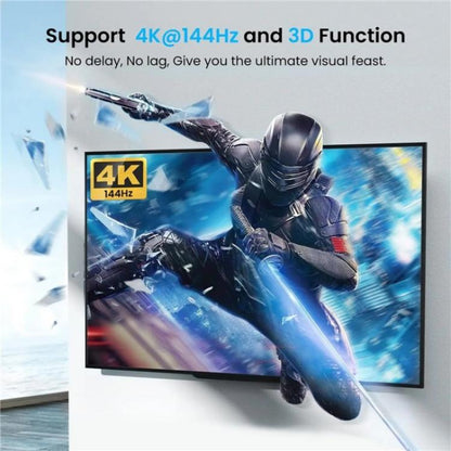 FD 1X2 4K 144HZ Audio Extractor Splitter DisplayPort 1.4 to Dual DisplayPort MST Hub, US Plug