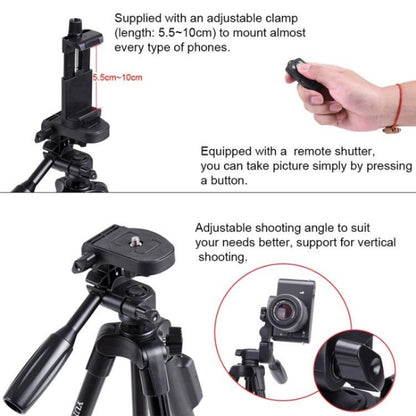 YUNTENG 5208 Professional Tripod Stand with BT Remote For DSLR SLR Camera Phone