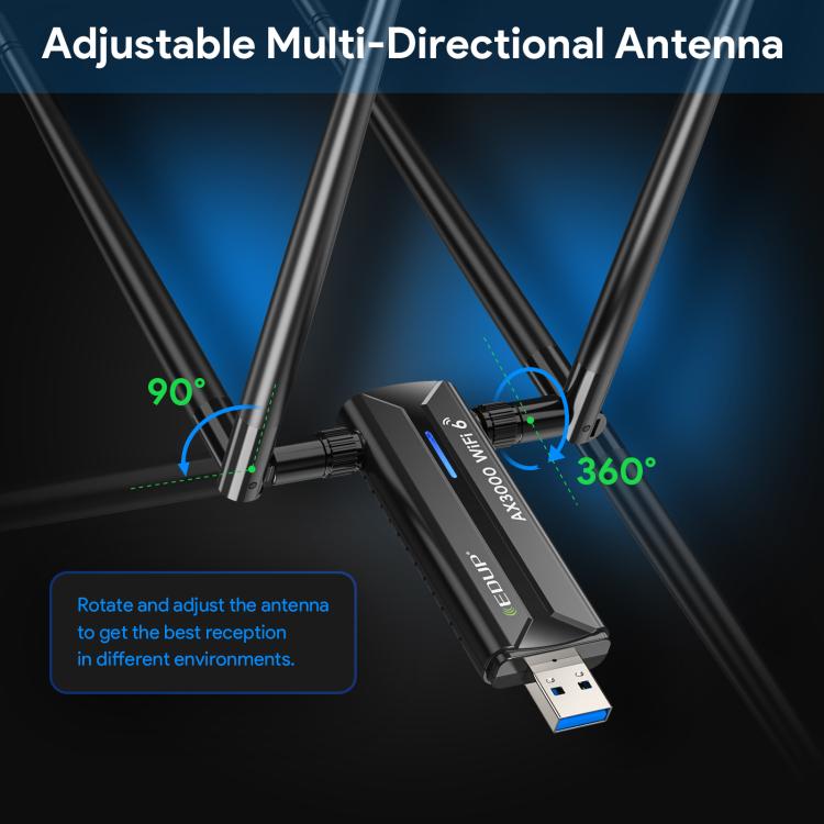 EDUP EP-AX1672 AX3000 USB 3.0 Wireless WiFi 6E Adapter 802.11g High Power Wireless USB Adapter 2.4GHz & 5GHz & 6GHz with Chipset MT7621AU
