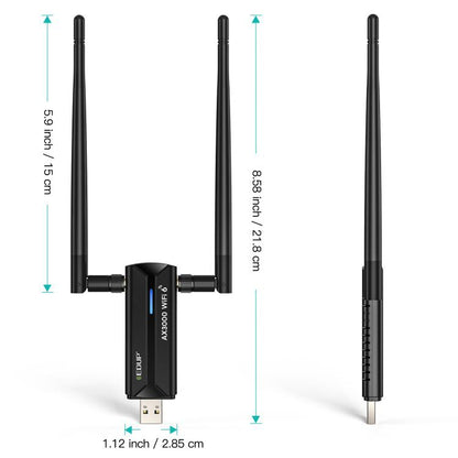 EDUP EP-AX1672 AX3000 USB 3.0 Wireless WiFi 6E Adapter 802.11g High Power Wireless USB Adapter 2.4GHz & 5GHz & 6GHz with Chipset MT7621AU