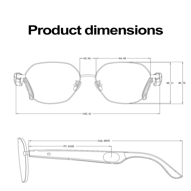 W100B Smart Glasses, Support AI Conversation / AI Intelligent Translation / Bluetooth Call