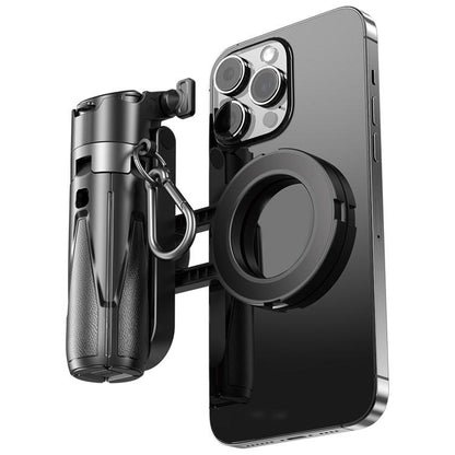 P15-C 2 In 1 Portable Magnetic Tripod Phone Holder Telescopic Selfie Stick with Keyring