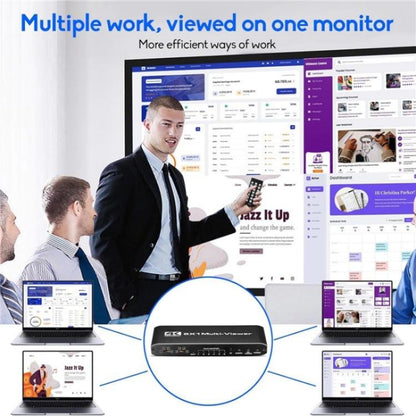 JQF2 4K Seamless Switcher Screen Splitter Multiple Display Modes 6 in 1 Out HDMI Multiviewer, US Plug, EU Plug