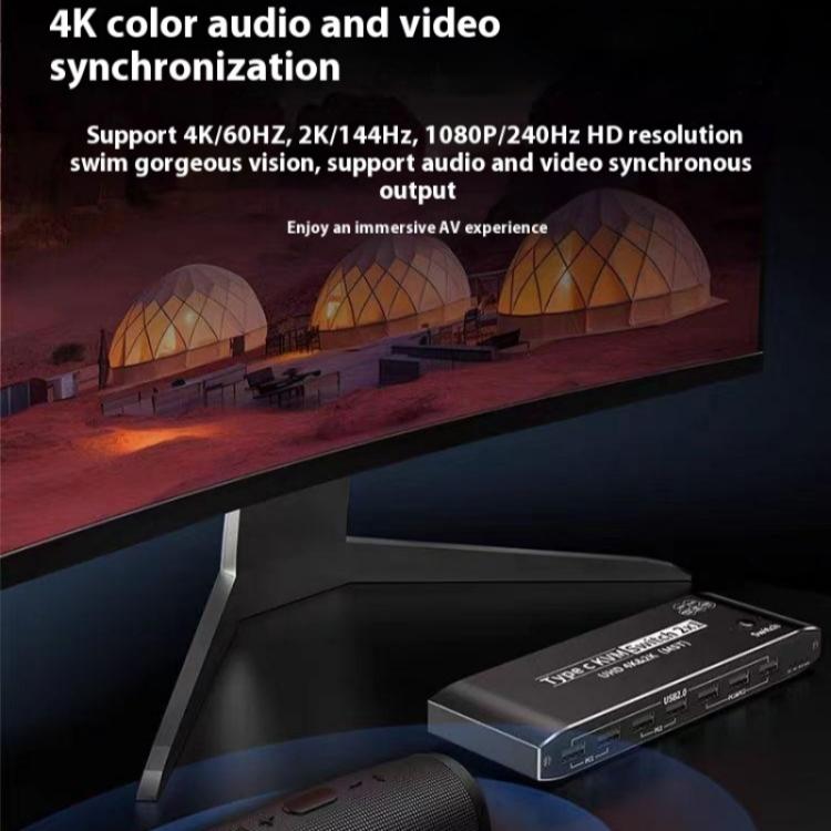 K9 2 In 1 Out HDMI Video Dual Display 2 Screen Expansion Adapter For Mac USB C KVM Switch