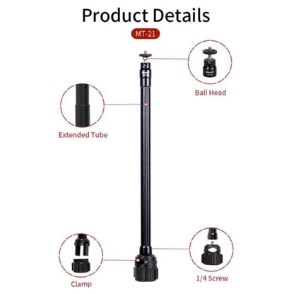 JMARY MT-21 Aluminum Alloy Tripod Extension Rod Desktop Livestream Shooting Arm, MT-21