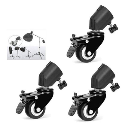YUNTENG VCT-800 Studio Photography Light Stand Rollers 3Pcs Tripod Caster Wheels, VCT-800