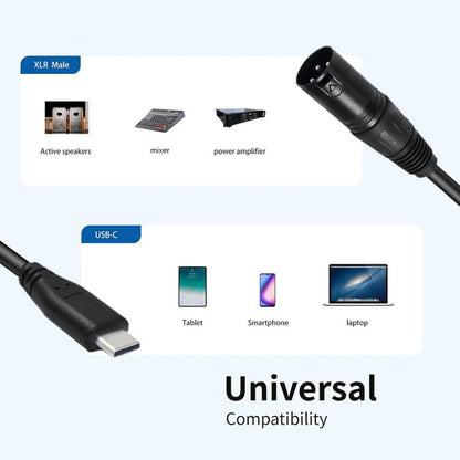JUNSUNMAY Microphone Phone Audio Adapter Cable, Length: 1m, Type-C Male to XLR Female, Type-C Male to XLR Male