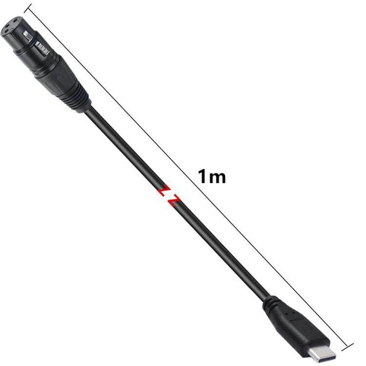 JUNSUNMAY Microphone Phone Audio Adapter Cable, Length: 1m, Type-C Male to XLR Female, Type-C Male to XLR Male