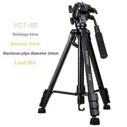 YUNTENG VCT-60 Retractable Tripod Stand For Smartphones DSLR Mirrorless Cameras, VCT-60